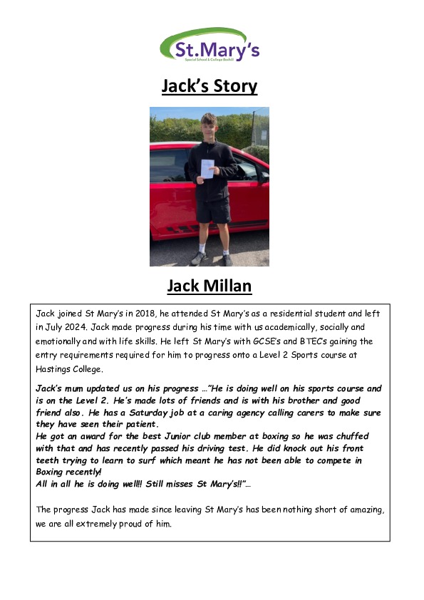 Student success story Jack Millan